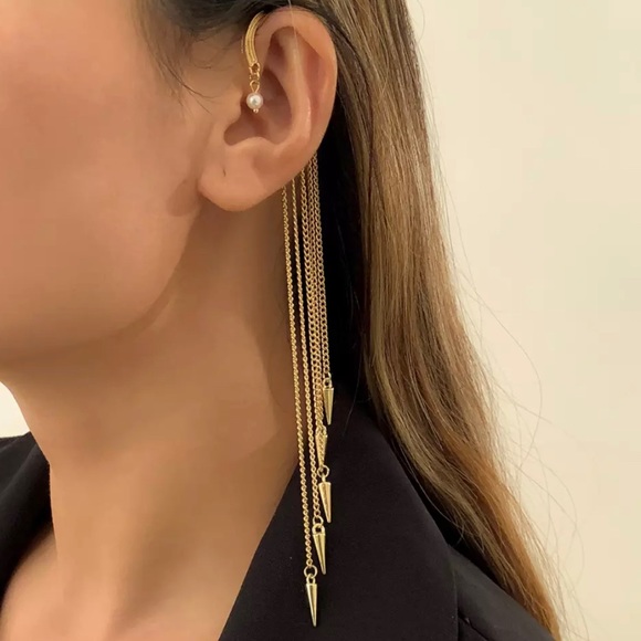 Long Tassel Gold Earrings - Picture 3 of 7